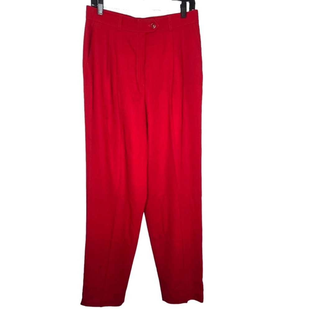 Escada Margaret Lev Classic Wool Red Trousers Pants size‎ 42